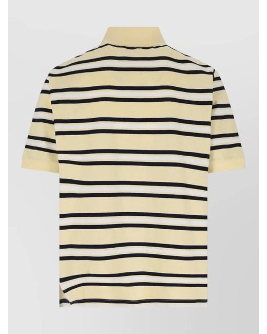 DUNST Natural Striped Polo Collar Top Regular Fit