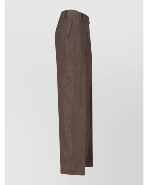 Incotex Brown Tailored Straight Trousers Belt Loops Back Pocket