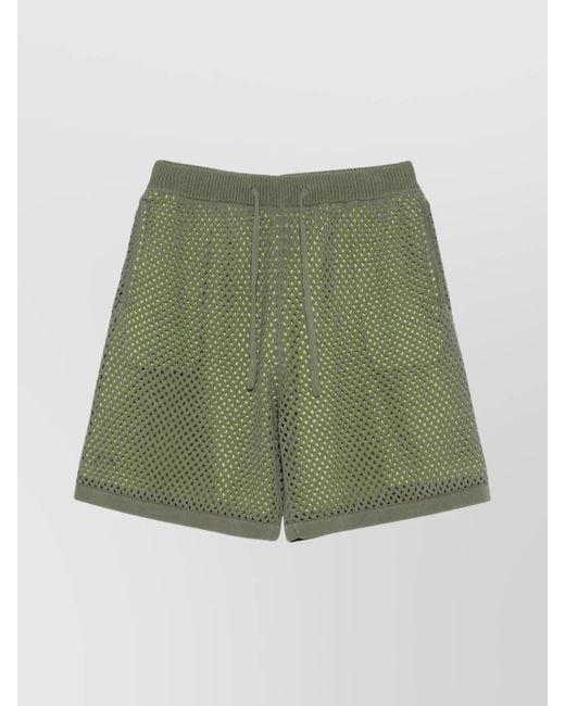 KENZO Green Mesh Shorts With Rear Patch Pocket for men