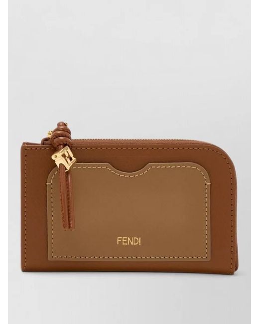 Fendi Brown Card Holder Pouch Tone Keyring