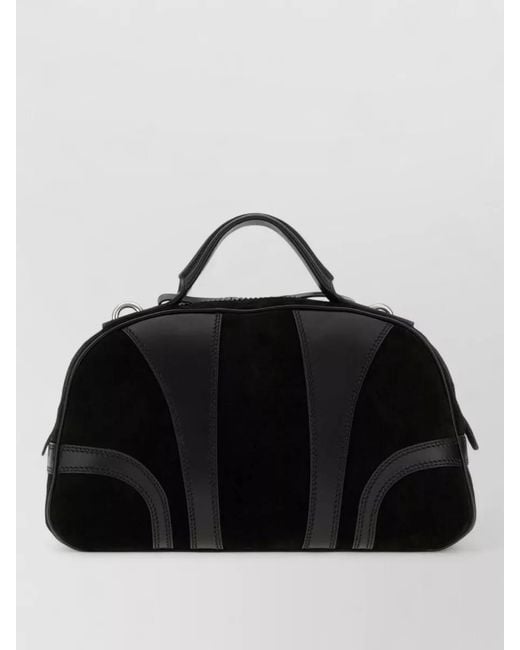 Dries Van Noten Black Suede And Leather Structured Top Handle Bag for men