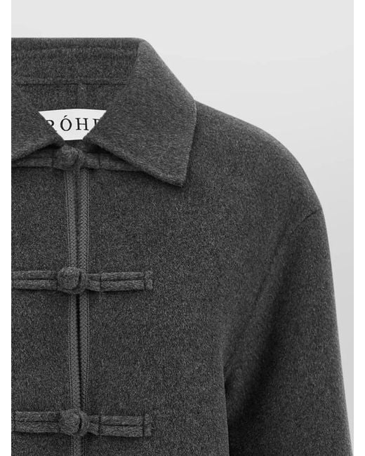Rohe Black Pankou Coat Straight Cut Collared Design Pockets