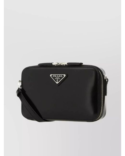 Prada Black Leather Brique Crossbody Bag for men
