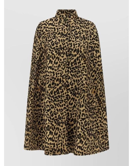 Valentino Garavani Multicolor Wool Leopard Print Cape
