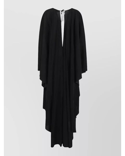 Tom Ford Black Silk V-Neck Long-Sleeve Kaftan