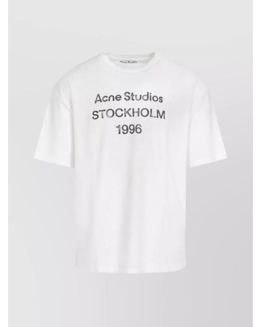 Acne White Cotton Hemp Logo Print Short Sleeve T-Shirt