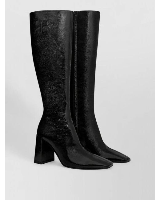 Courreges Black Leather Ankle Boots