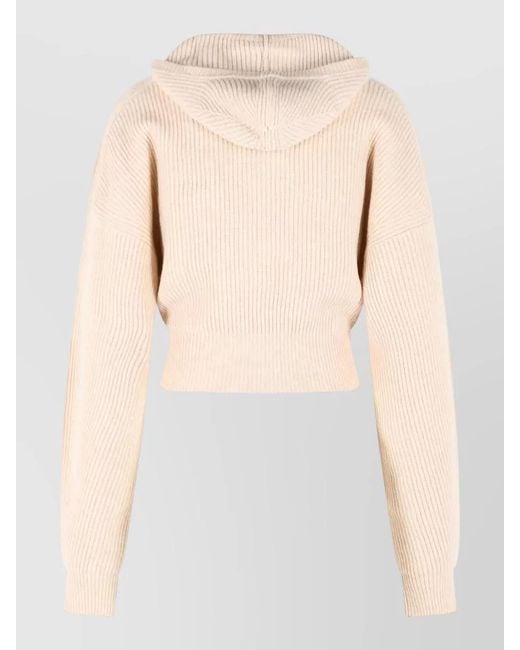 Sportmax Natural Cropped Hooded Wool Cashmere Cardigan