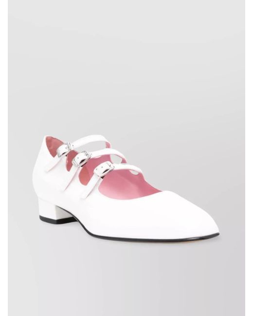 CAREL PARIS White Patent Leather Mary Jane Ballerina Flats
