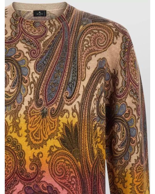 Etro Multicolor Paisley Knit Crew Neck Sweater Top for men