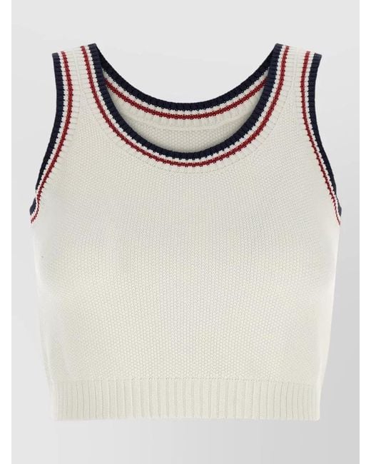 Brunello Cucinelli Multicolor Cropped Ribbed Knit Top Active Line