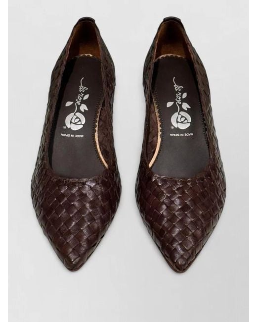 LA ROSE Brown Carol Pumps Pointed Toe Unique Heel