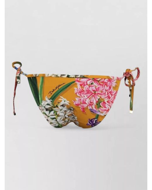 Dolce & Gabbana Yellow Floral-Print Bikini Bottoms