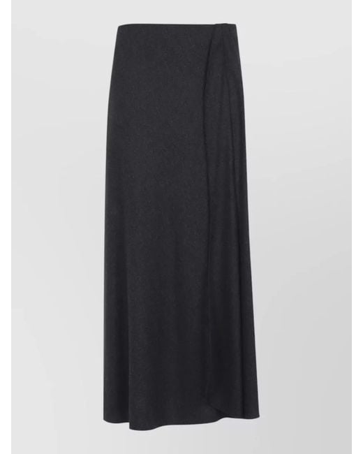 Giorgio Armani Black High Waist Skirt Comfortable Draped Pleated