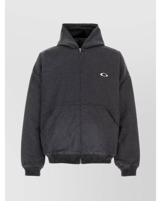 Balenciaga Gray Hooded Sweatshirt Front Pockets for men
