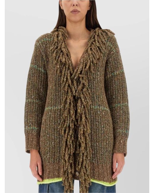 Stella McCartney Blue Wool Blend V-Neck Cardigan