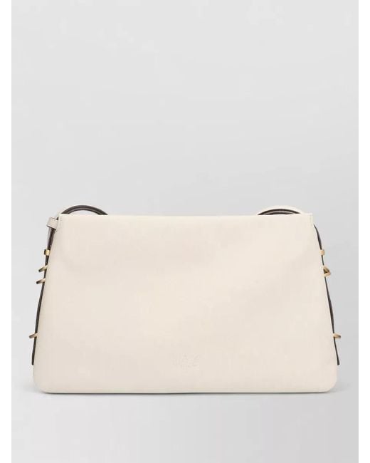 Pinko Natural Triple Leather Crossbody Clutch Shoulder Bag