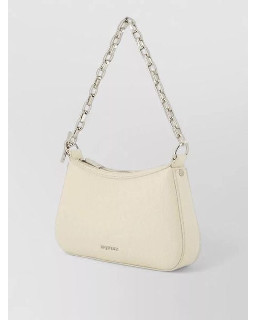 McQueen Natural T Bar Mini Leather Clutch Bag