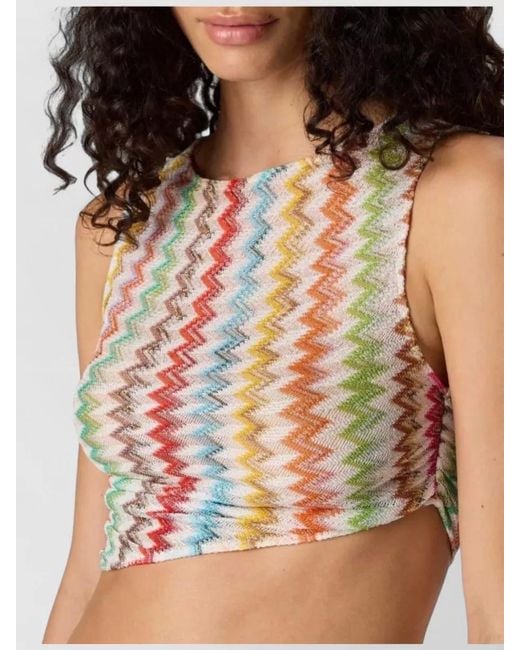 Missoni White Cropped Top Set High Waist Skirt