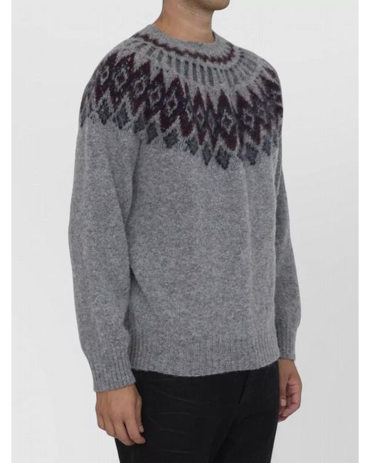 Howlin' By Morrison Gray Future Fantasy Crewneck Wool Sweater for men