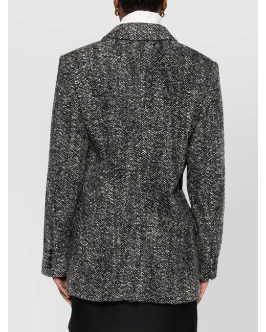 Isabel Marant Gray Wool Herringbone Double-Breasted Belted Coat