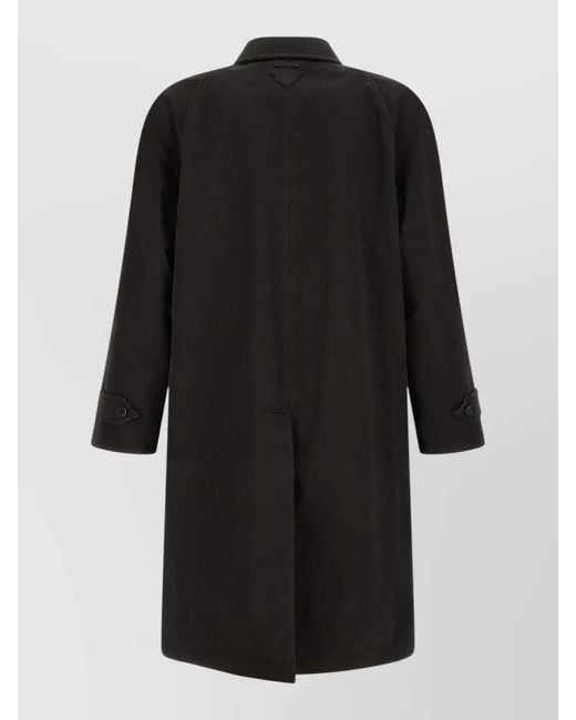 Prada Black Reversible Raglan Coat Relaxed Straight Cut for men