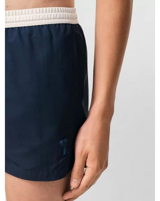 AMI Blue Beach Shorts Side Pockets Back Pocket for men