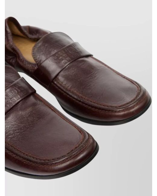 MM6 by Maison Margiela Multicolor Leather Loafers Round Toe Stitched Detailing