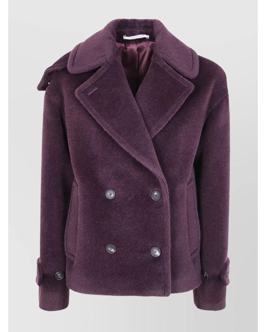 Tagliatore Purple Double Breasted Sheila Coat Pockets