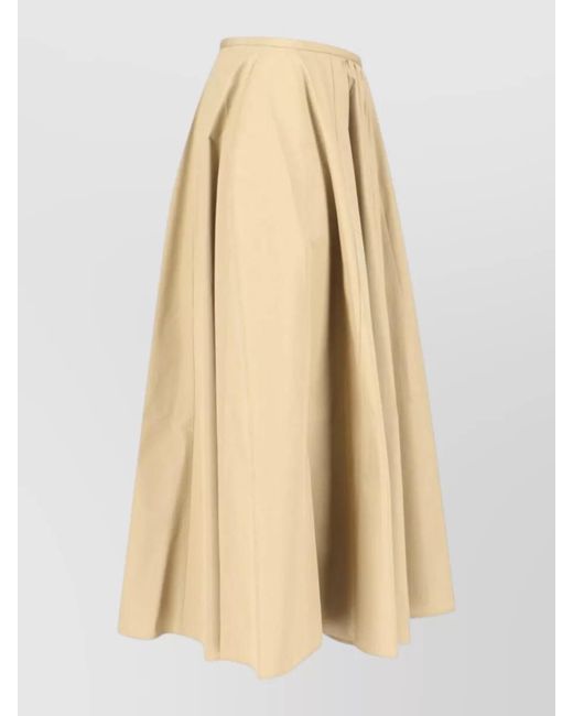 Aspesi Natural High Waist Midi Skirt Pleated Design