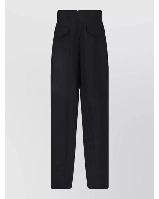 AMI Black Tailored Straight Pants Side And Back Pockets