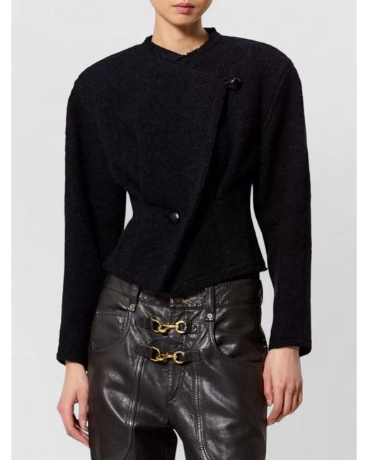 Isabel Marant Black Bouclé Asymmetric Single-Breasted Coat