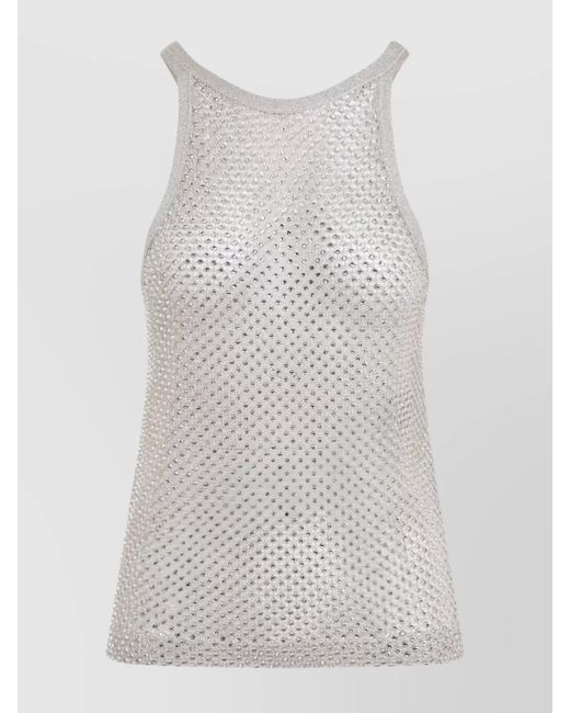 Tom Ford White Lurex Halterneck Ribbed Top