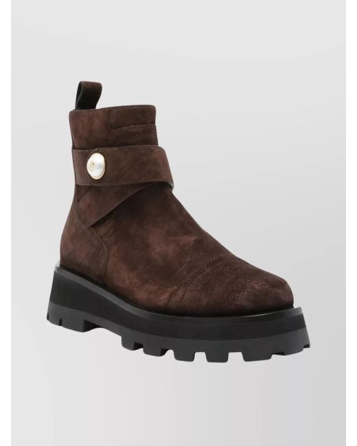 Jimmy Choo Brown Suede Faux Pearl-Embellished Ankle Boots