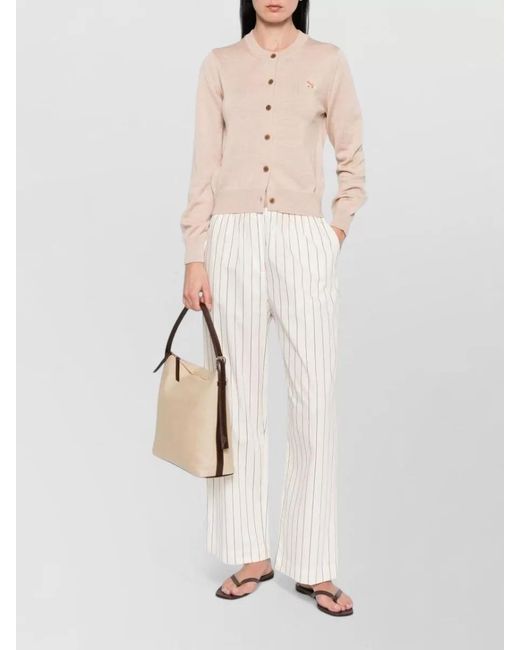Maison Kitsuné Pink Baby Fox Wool Knit Crew Cardigan