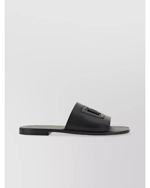 Dolce & Gabbana Black Leather Logo Slides for men