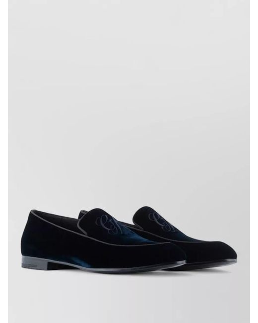 Giorgio Armani Multicolor Velvet Loafers Embroidered Logo Detail for men