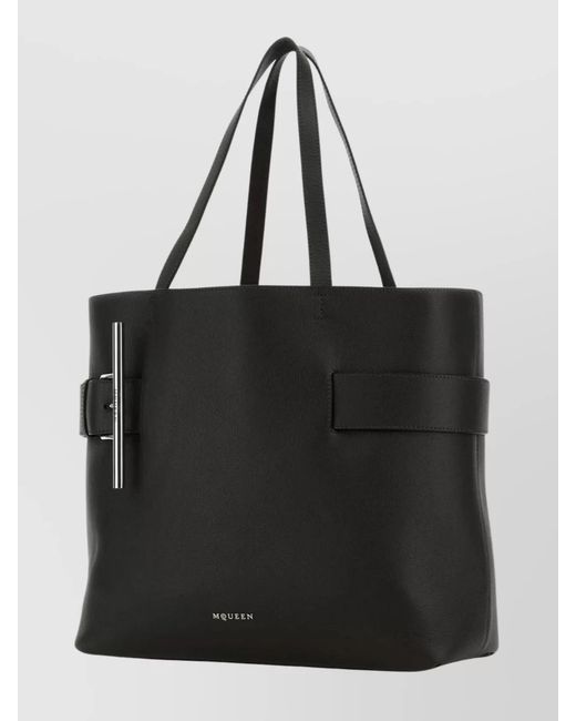 McQueen Black Leather Shoulder Bag