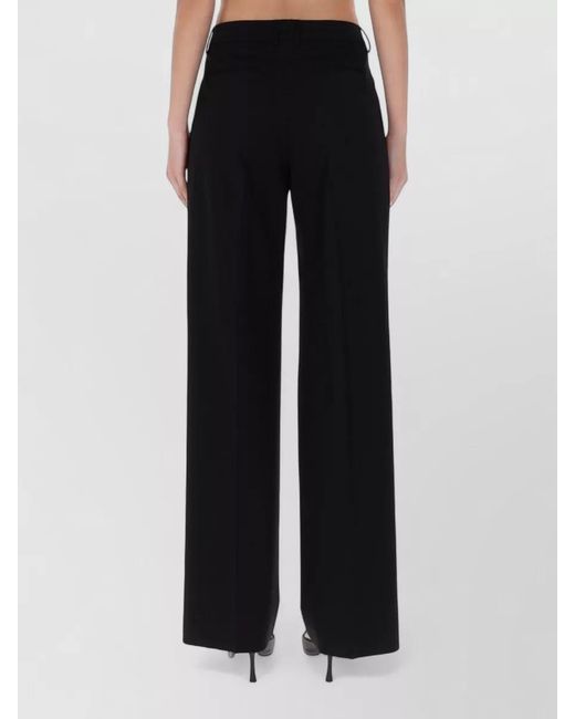 PT Torino Black Wool Wide-Leg Trousers