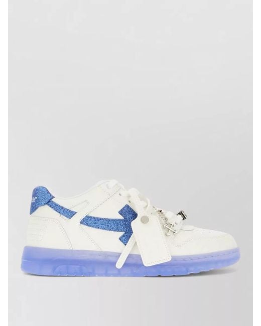 Off-White c/o Virgil Abloh Blue Leather Low Top Sneakers Glitter Accents