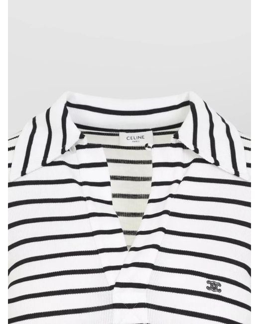 Céline White Silk Polo Shirt
