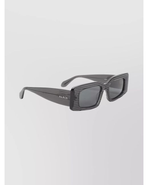 Alaïa Gray Rectangular Frame Sunglasses Striped Pattern