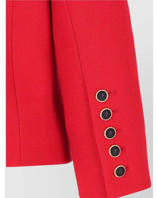Balmain Red Virgin Wool Cropped Jacket