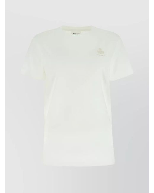 Isabel Marant White Cotton Ribbed Crew-Neck Aby T-Shirt