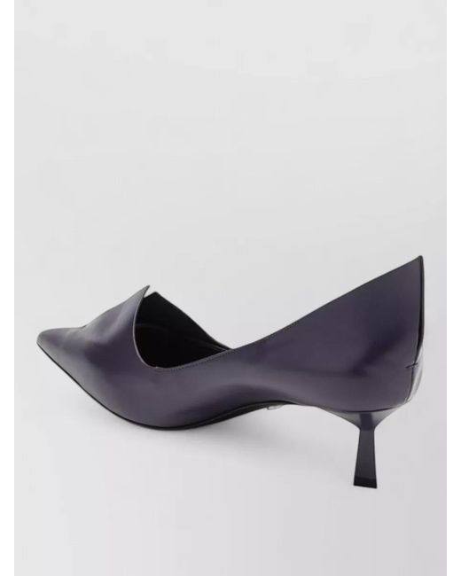 Prada Blue Kitten Heel Pointed Toe Leather Pumps