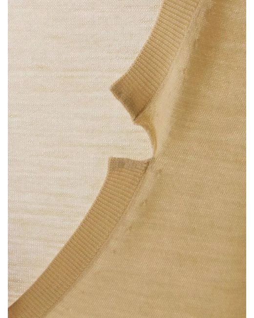 Quira Natural Virgin Wool Ribbed Oversized V-Neck Jumper