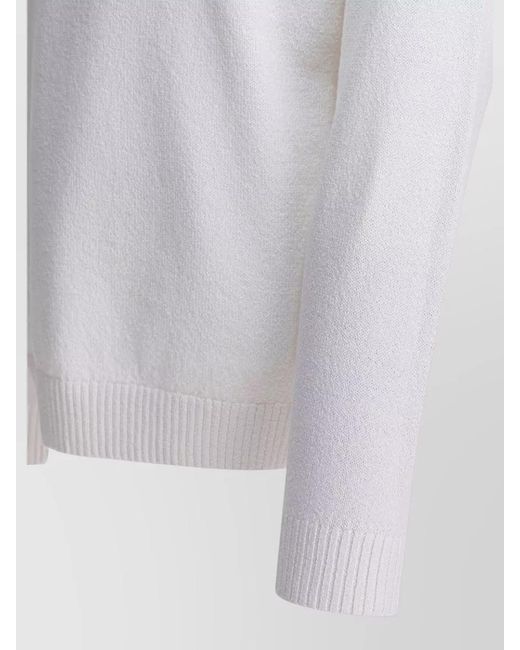 Beams Plus White Lily Yarn Crew Neck Textured Sweater for men