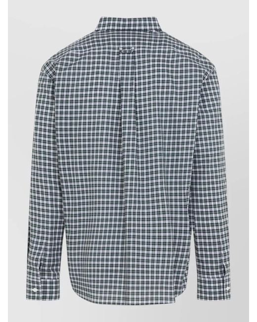 Céline Blue Long Sleeve Checked Shirt Button Down Collar for men