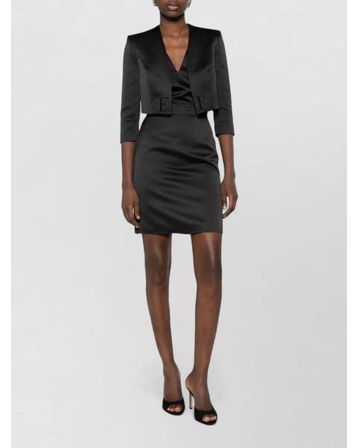 Elisabetta Franchi Black Appliqué Short-Sleeve Mini Dress