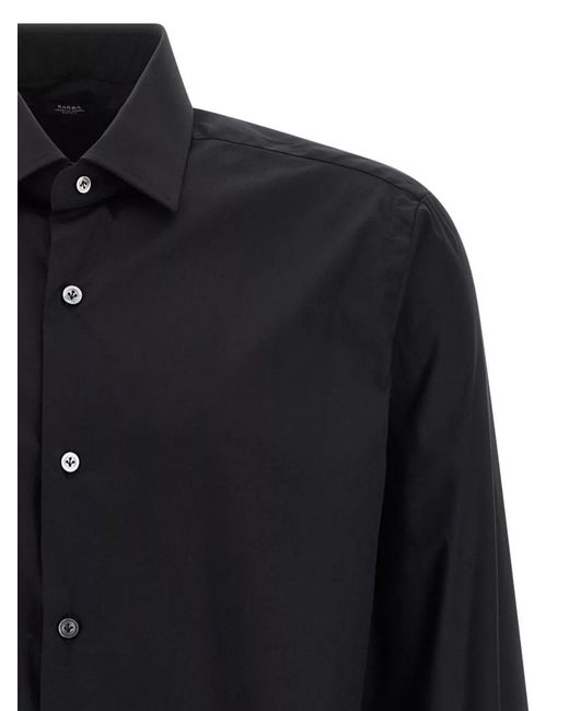 Barba Napoli Blue Stretch Cotton Shirt for men
